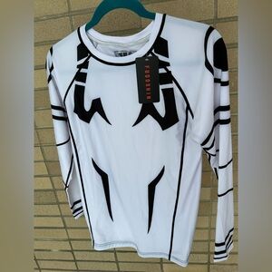 Fudoshin Large White and Black Long Sleeve Shirt